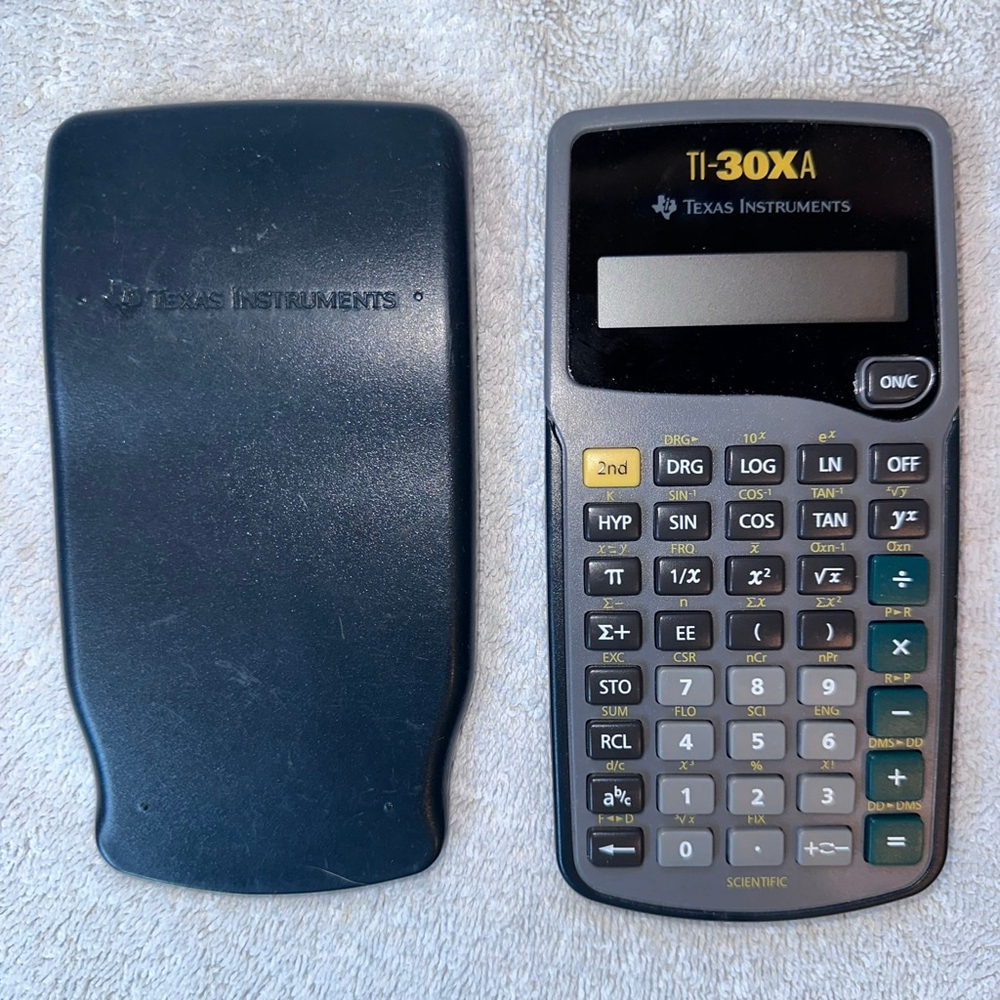 Vintage 2004 Texas Instruments TI-30XA Scientific Calculator LCD Display w/Cover